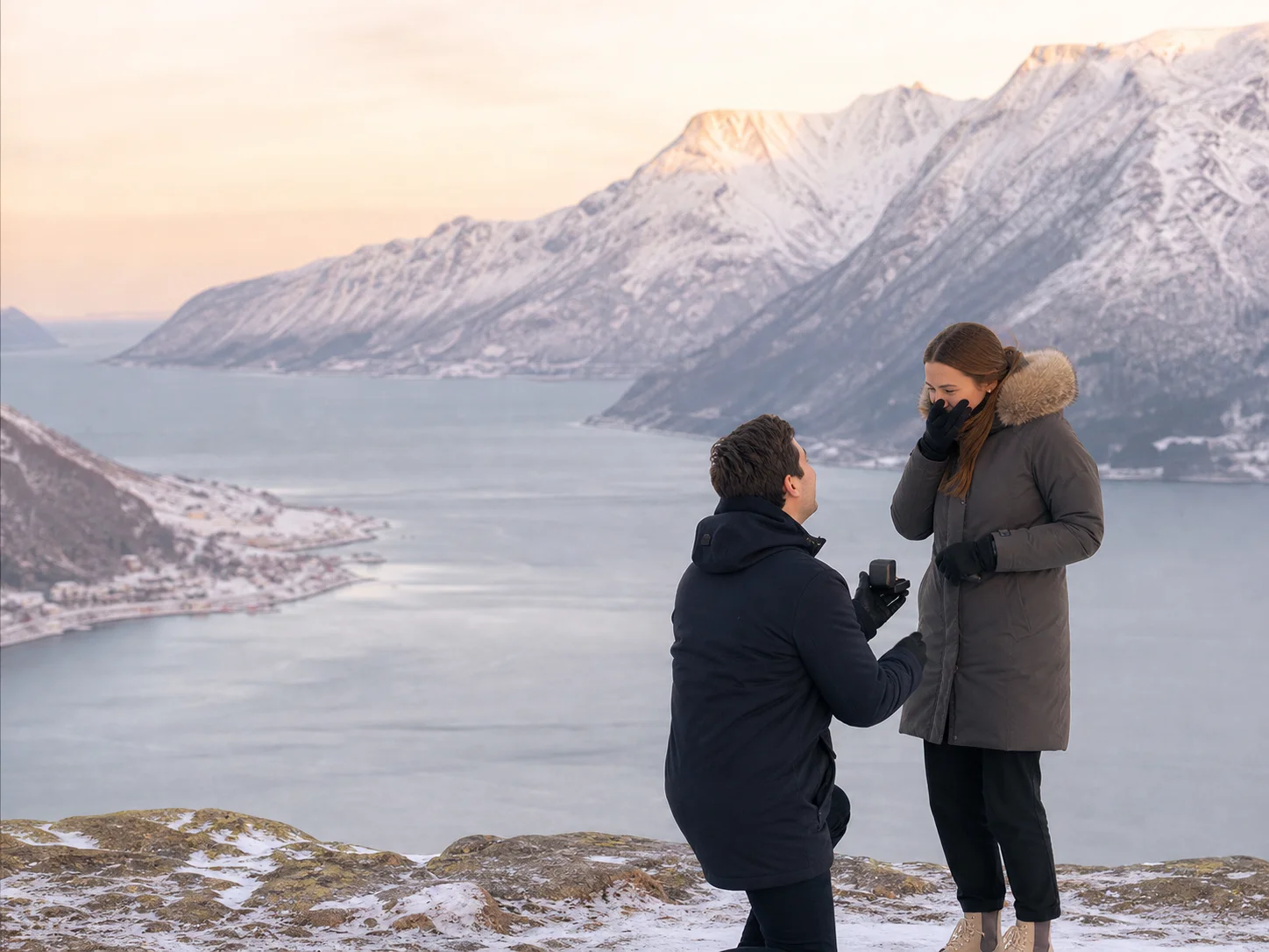 Daytime proposal photography near Tromsø